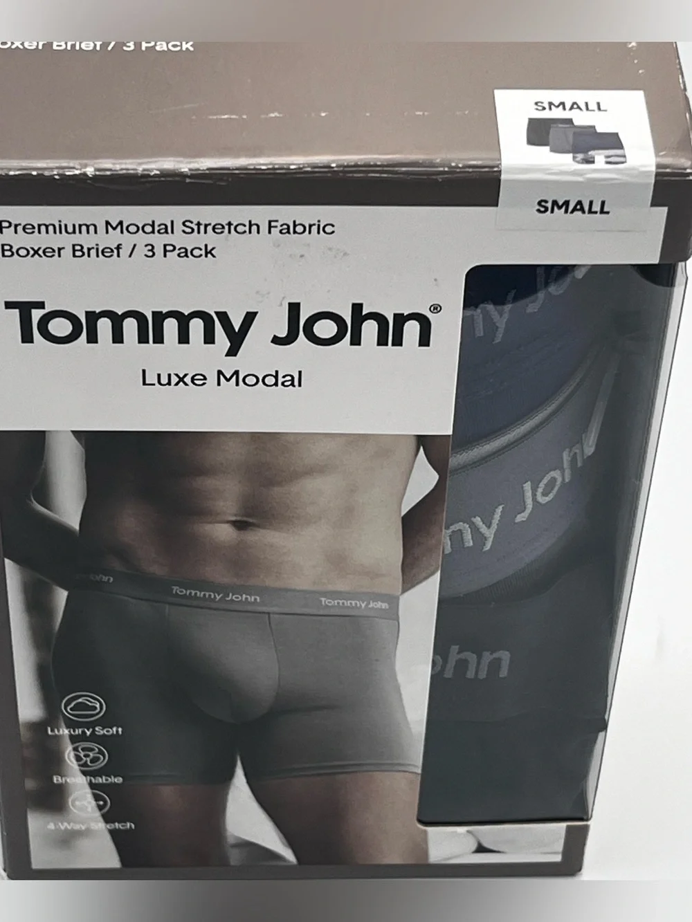 Tommy John Luxe Modal 3-Pack Boxer Briefs - Blue, Gray, Black Men’s Size Small